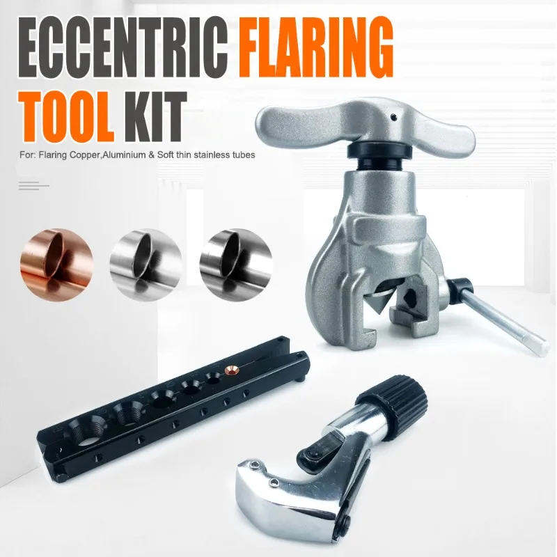6 Hole Single Plate Eccentric Tube Expander CT-806A-S, 3 Pcs Set, Copper Pipe Flaring Tool for Damage-free Bell Mouth Processing
