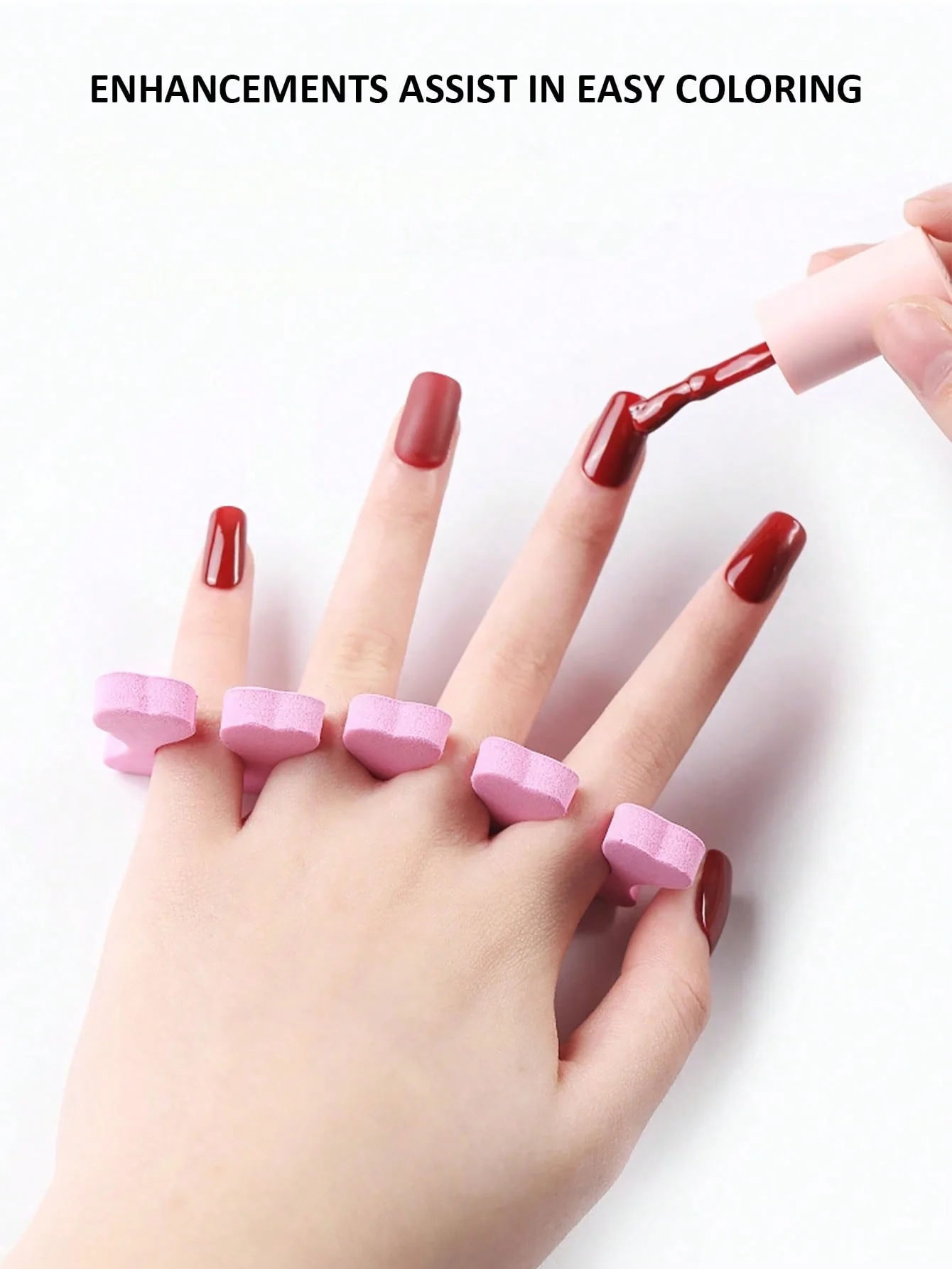Separadores de dedos em forma de coração, ferramentas para arte em unhas, esponja eva, isoladores de dedos e dedos, evitam manchas de esmalte