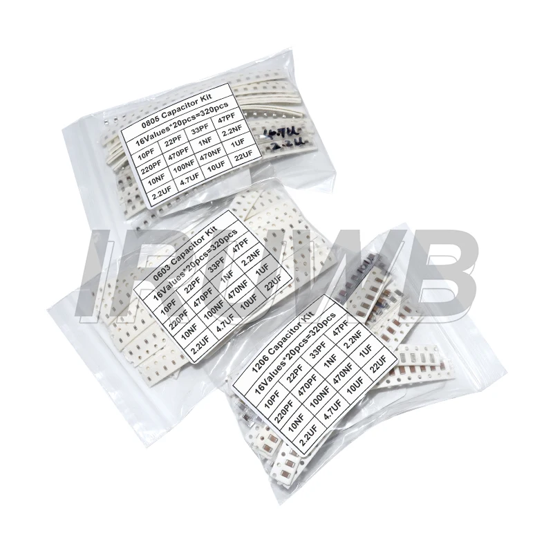 0603 0805 1206 320PCS 720PCS SMD Capacitor Kit Assorted Kit 16/36Values 1PF~1UF