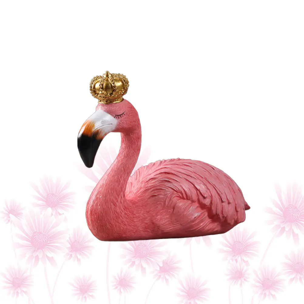 

Flamingo Ornament Resin Creative Crown Couple Desktop Decorative Resin Flamingo Sculpture Eco Friendly Mini Desktop Decor