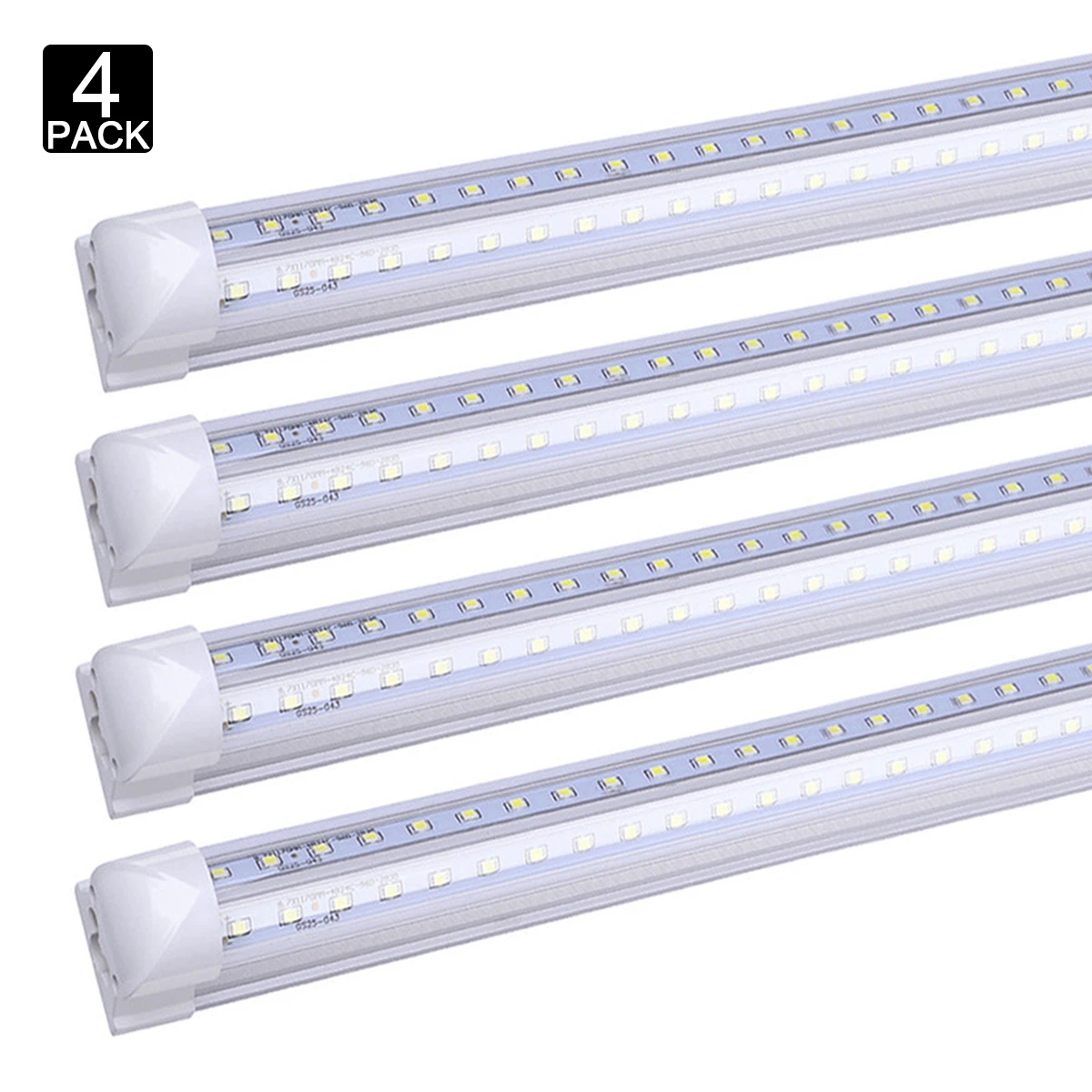 4Pack 48W 5' Led Bulbs 3000K 6000K T8 5Foot Integrated Led Tube Light 85-277V 5FT Led Shop Light Fixtures Clear/ Mikly Cover