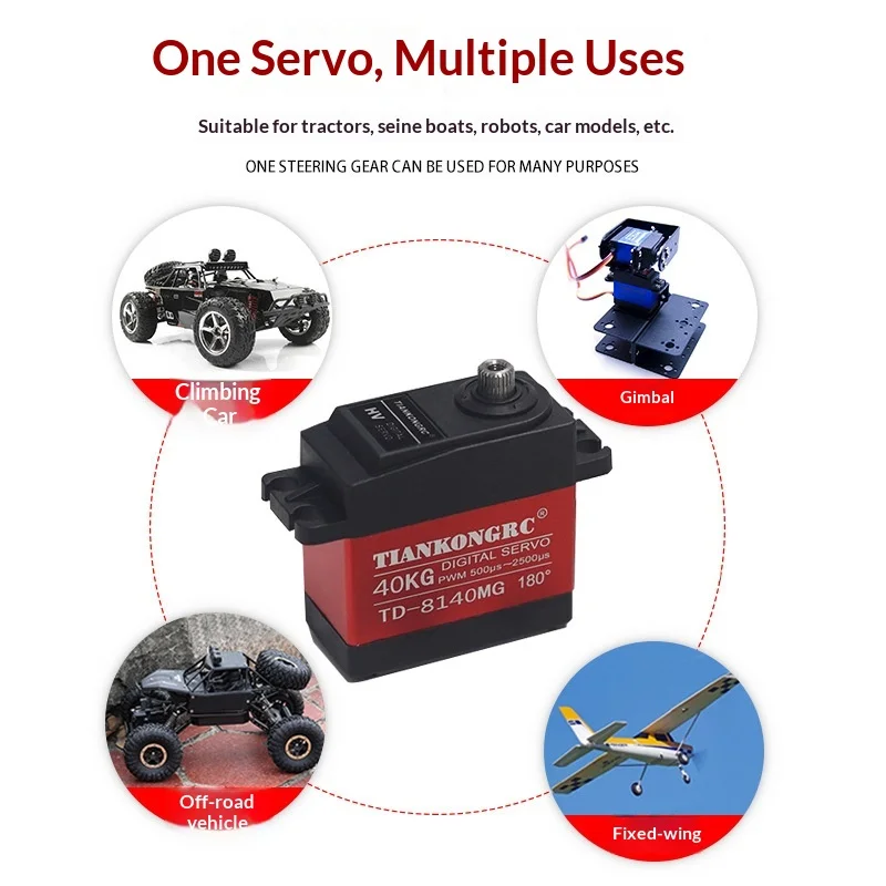 TIANKONGRC 40KG High Torque Digital Servo TD-8140MG Metal Gear 180 Degree For RC Cars Trucks Boats Airplanes Robots