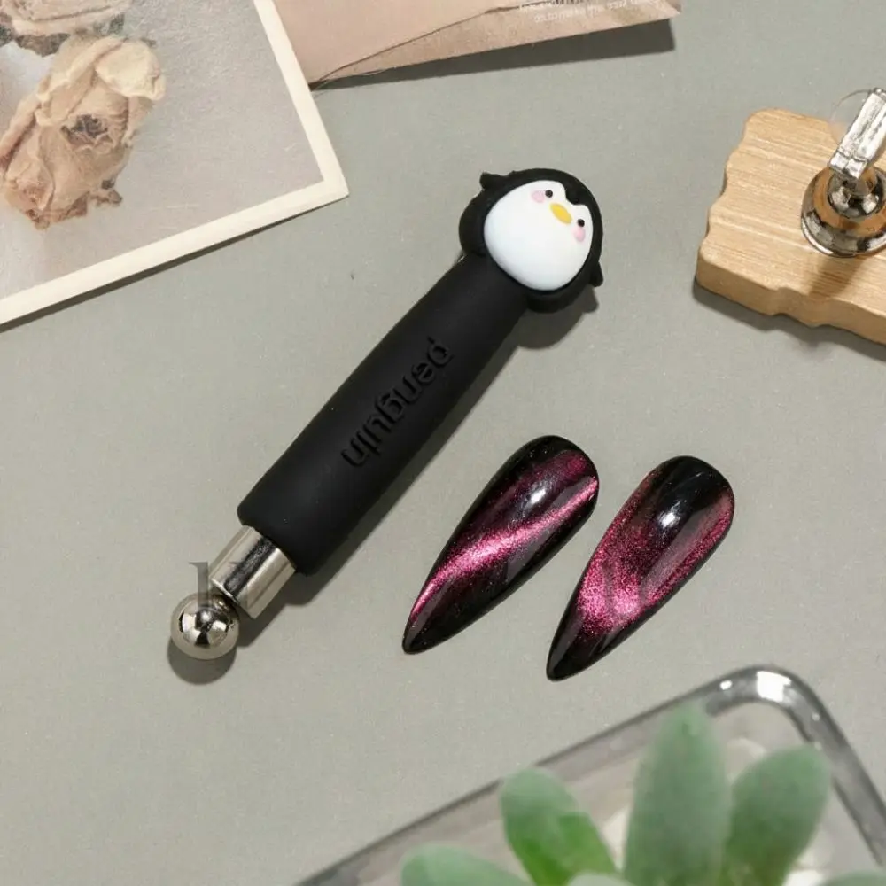 Penguin Shape Cat Eye Nail Magnet Uniform Magnetic Force Wide Light Glass Bead Effect Cylindrical Cat's Eye Magnet
