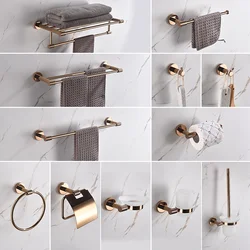 Wall-Mounted Rose Gold Toilet Paper Holder, Toalha Bar, Rack, Anel, Banheiro, WC Acessórios Conjuntos, Robe Hooks, Aço Inoxidável