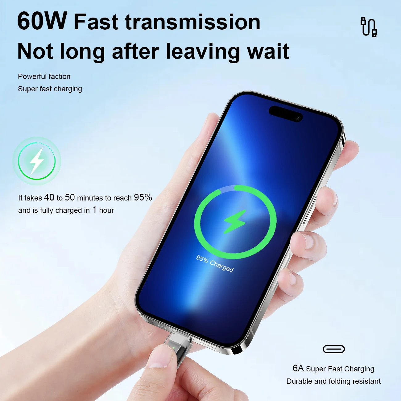 Kodak 60 Вт USB C — USB C Кабель для сверхбыстрой зарядки с подсветкой 1,2 м Подходит для iPhone 15 16 Samsung Xiaomi Huawei Кабель для зарядки