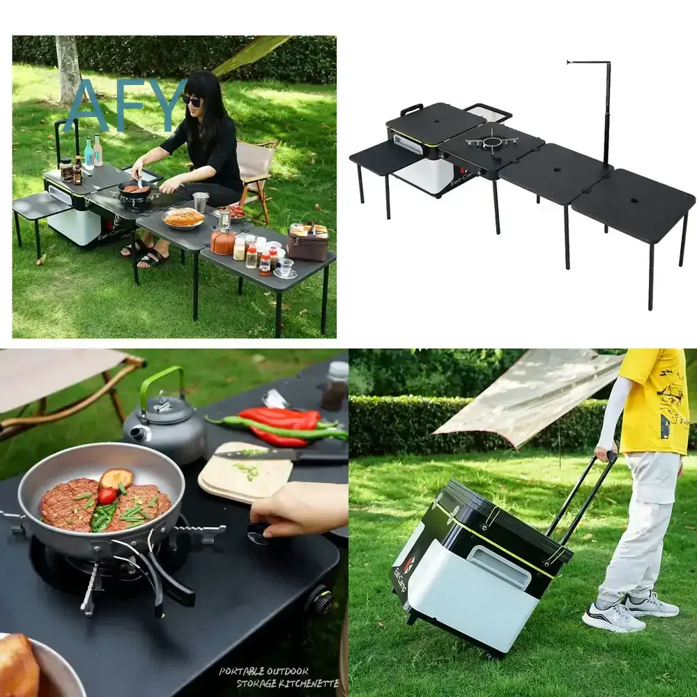 Outdoor Picnic Table for Camping Folding Compact Food Truck Trailer Outdoor Furniture Modern Easy Carrying 4kw for Outdoor