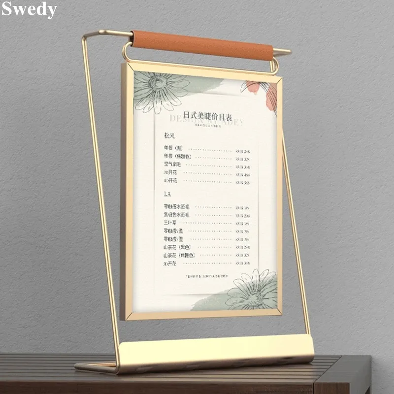 8 Inch 225x175mm Metal Beauty Salon Skin Price List Label Holder Table Hanging Sign Holder Menu Card Photo Picture Poster Frame