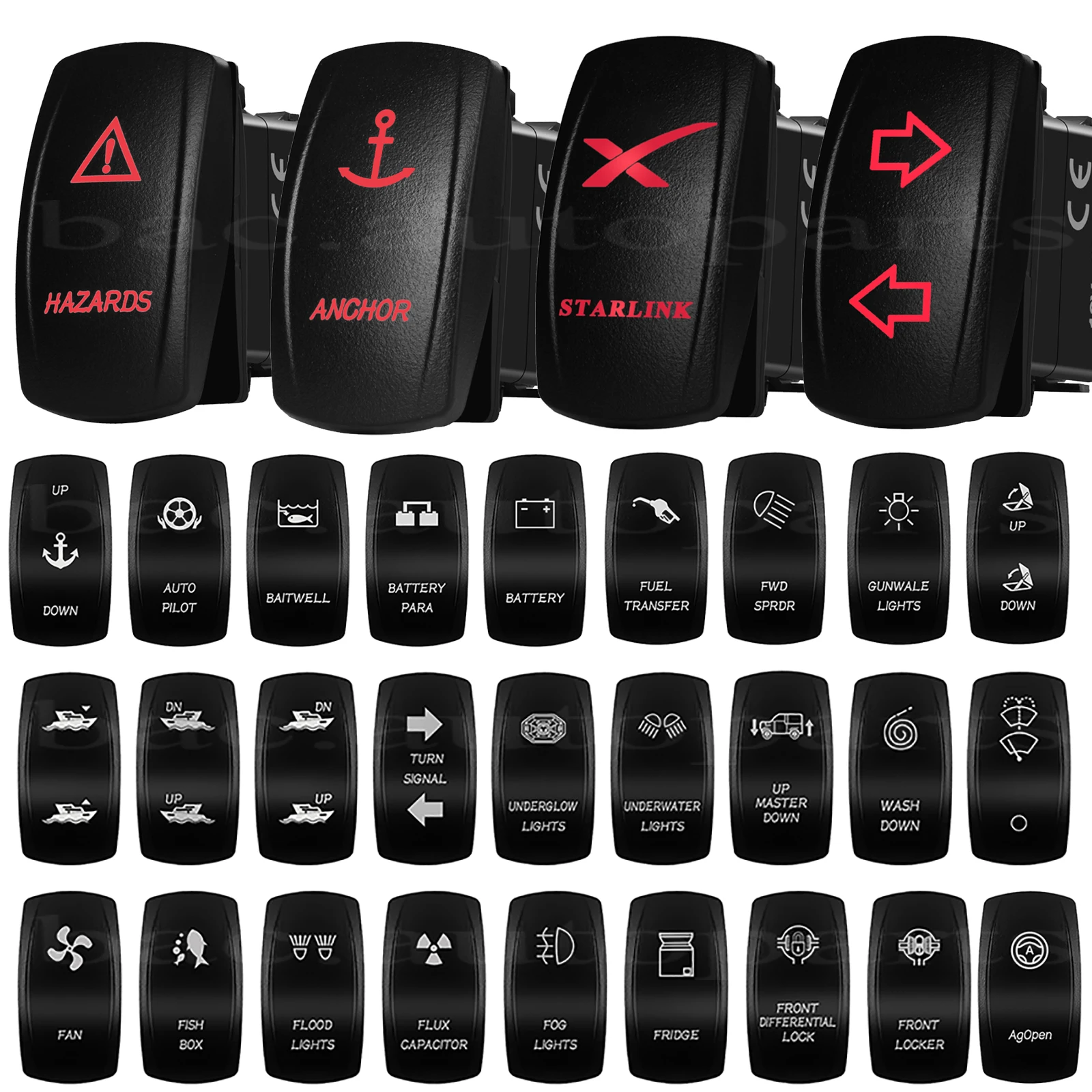 12-24V Red LED Light Bar Rocker Switch Marine Grade SPST DPDT for Jeep Polaris Truck Boat ARB Style 4x4 Auto Camper Switch Panel