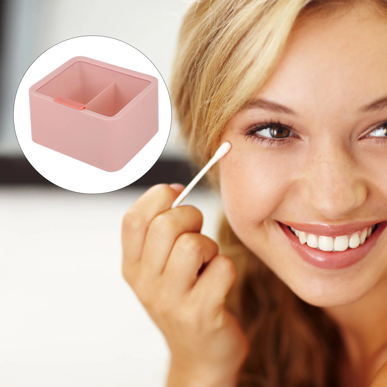 

Makeup Tool Storage Box Cotton Swabs Holder For Vanity Organizer Makeup Sponge Divider Bathroom Accessories Container