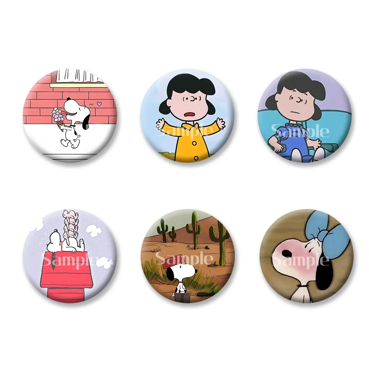 

Flash Badge Cards Snoopy Anime Cartoon Souvenir Girl Keychains Convenient Makeup Mirror Fridge Magnet ACG Accessories