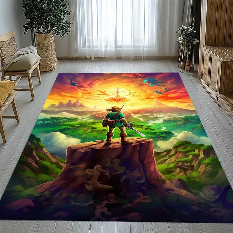 Classic Game Z-Zelda Hylian Crest Link Non-Slip Large Area Rug for Living Room,Bedroom Playroom Carpet Mat for Sofa,Home Decor