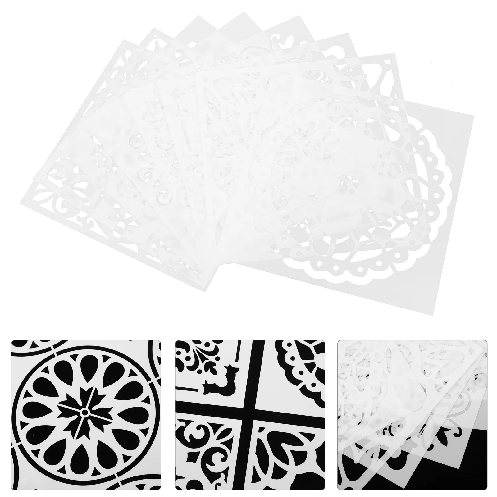 8 Pcs Dot Mandala Tools Dotting Hollow Out Stencils Ceramic Tile Drawing Decorative Template