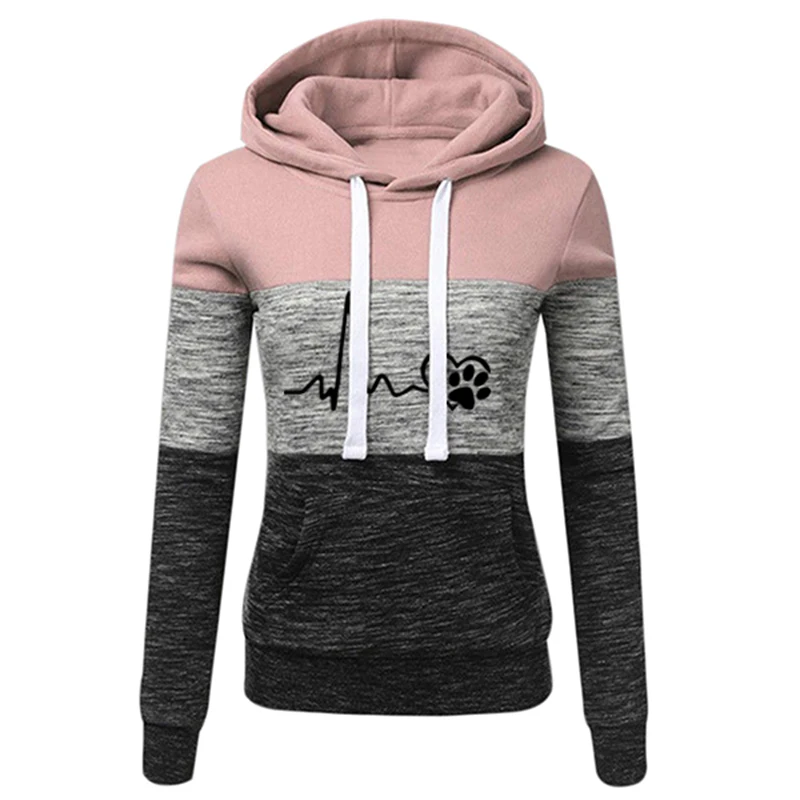 Spring Hoodies Women Sweatshirts Jogging Casual Outdoors Slim 2024 Pullover Long Sleeve Color Block Fashion Hooded Shirt Women\'s