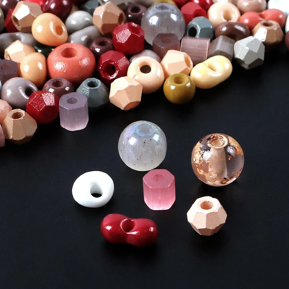 

10g Acrylic Geometric Shape Color Mixing Beads Spacer Loose Beads For Jewelry Making Necklaces Accessories