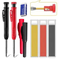 Solid Carpenter Pencil with Refill Lead and Built-in Sharpener for Deep Hole Mechanical Pencil scribing Marking Woodworking Tool