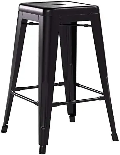 

jz Metal Bar Stools Set of 4 Counter Height Barstool Stackable Barstools 24 Inch Indoor Outdoor Patio Bar bar stools set of 4