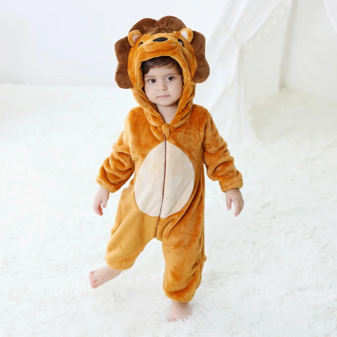 Newborn Baby Cute Lion Animal Cartoon Romper Clothes Girls Pajamas Long Sleeve Hooded Onesies Infant Boys Costumes For Halloween