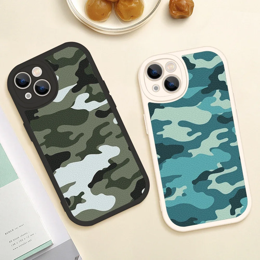 For Iphone15 Camouflage pattern soldier Phone Case for Iphone 13 11 12 13 14 Pro MAX Plus X XS XR 14 Lambskin Protective Covers