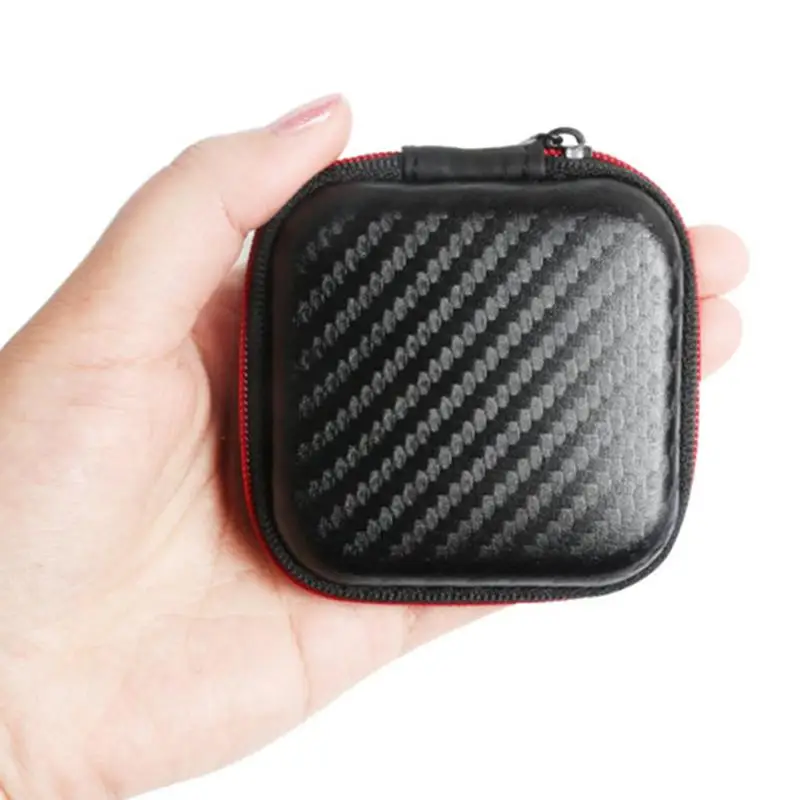 Di Động Mini Dây Kéo Vuông Cứng Aseismic Chống Ẩm Tai Nghe Túi Hộp Bảo Quản Tai Nghe Dành Cho SD Thẻ TF