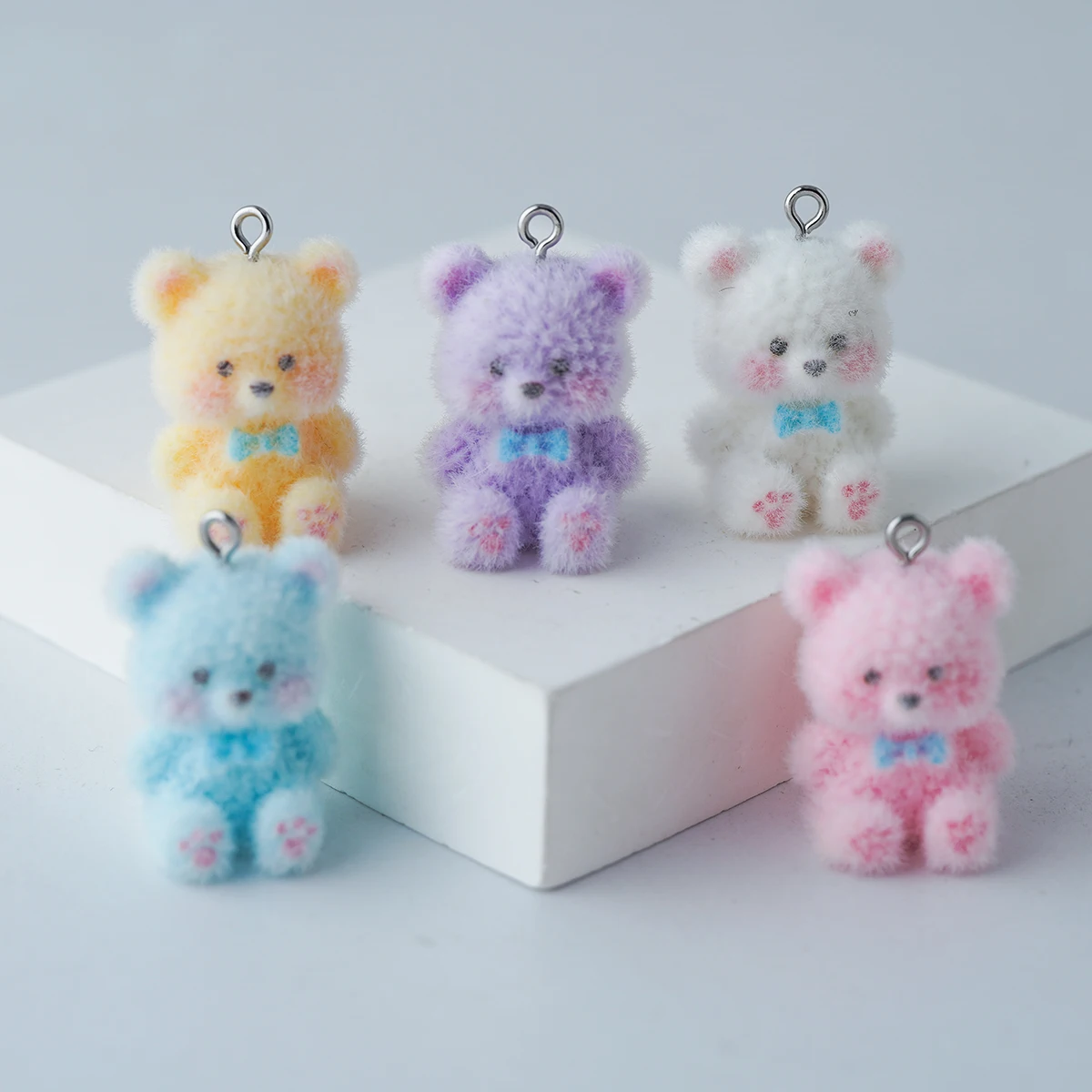 30pcs 3D Cartoon resin little bear Charms Plush animal Doll pendant For Bag Keychain DIY crafts jewelry Accessories making