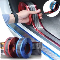 Car Carbon Fiber Anti Scratch Stickers Door Sill Protector Rubber Strip Car Threshold Bumper Film Sticker Car Decor Accessories