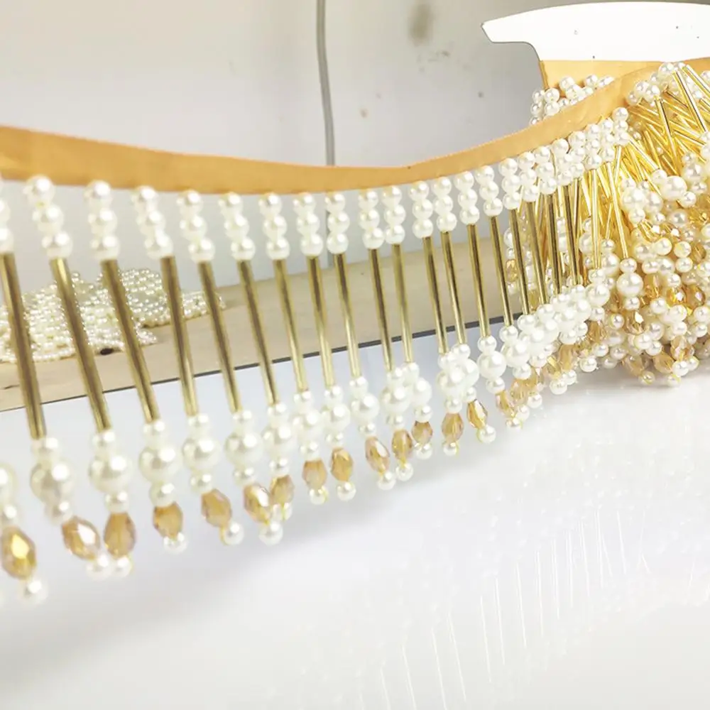 

1 Yard Pearl Beaded Lace Trims Tassel Ribbon For Curtain Accessories DIY Sewing Crafts Handmade Garments Accessories