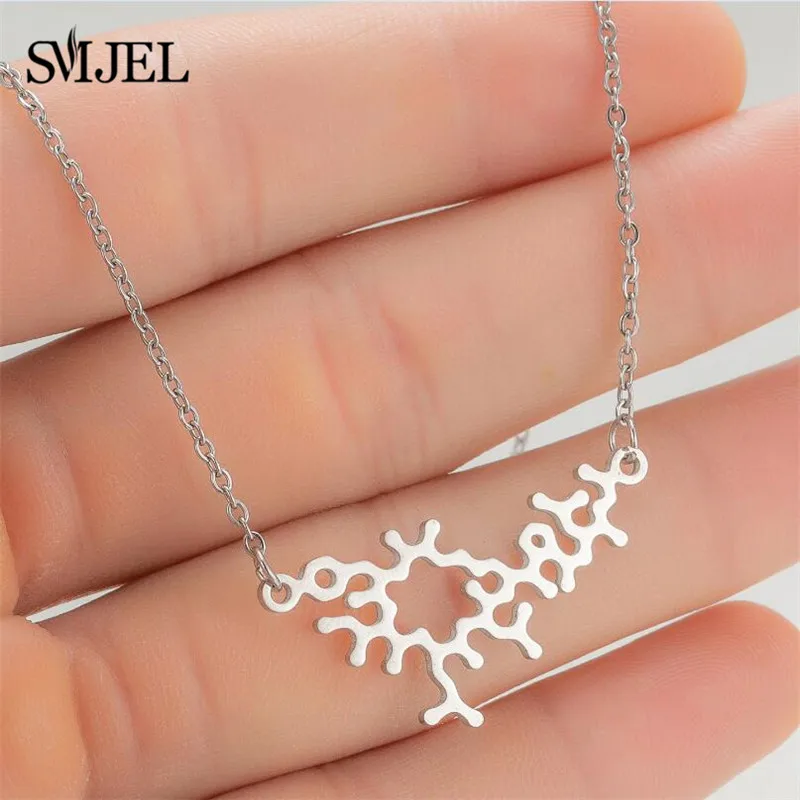 New Arrival Stainless Steel Molecule LSD Necklaces for Women Men Structure Chemistry Science Jewelry Graduation Gifts