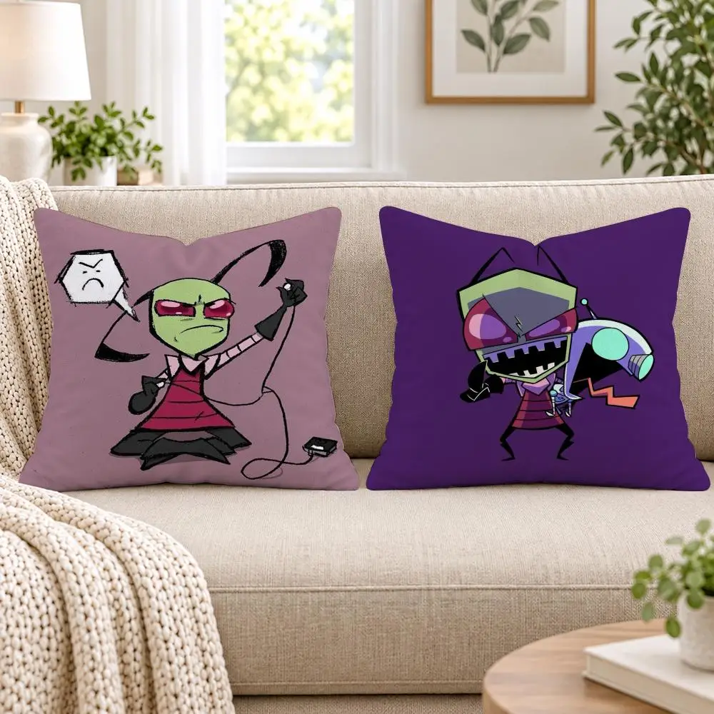 I-Invader Z-Zim Cushion Cover Short Plush Double-Sided Printing Sofa Bedroom Living Room Throw Pillow Cover Home Decor