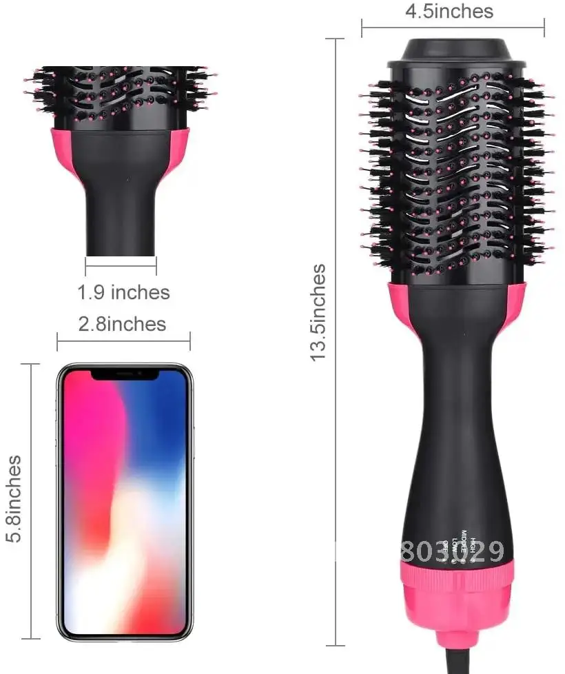 One Step Hair Dryer and Volumizer Round Hot Air Brush 3 1 Brush Ion Anti-Scald Comb in Styler Curler Straightener Negative Hair