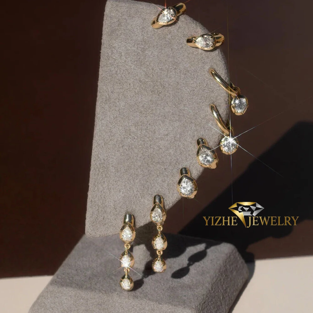 2026 Fashion Iced Out Bling Cubic Zirconia CZ Chain Earring For Women Multilayer Stacking Jewelry