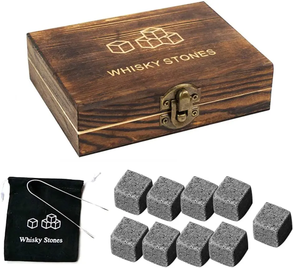 Whiskey Stones Gift Set Granite Chilling Stones Whiskey Rocks Reusable Ice Cubes Best Drinking Christmas Gift Bar Accessories