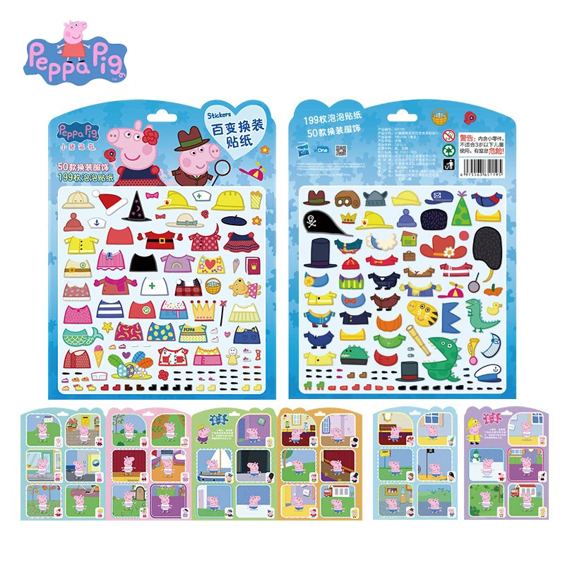 Peppa Pig Schaumstoff-Aufkleberbuch für 3–6 Jahre alte Kinder, Cartoon-Aufkleber, Kindergarten-Dressing, frühe Bildung, Lernspielzeug