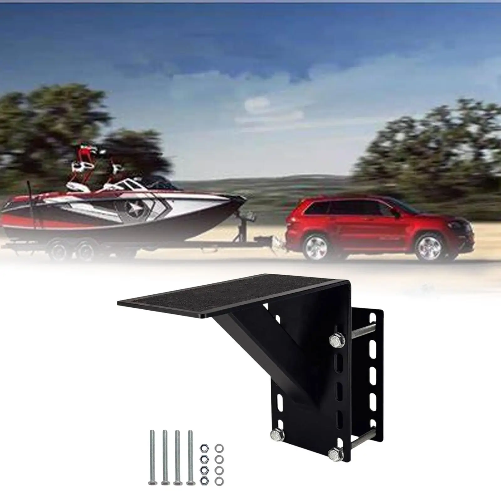 

Trailer Frame Mount Step High Strength Accessories Pedal Holder Anti Slip Surface for Boat RV Multipurpose Simple Assembly Black
