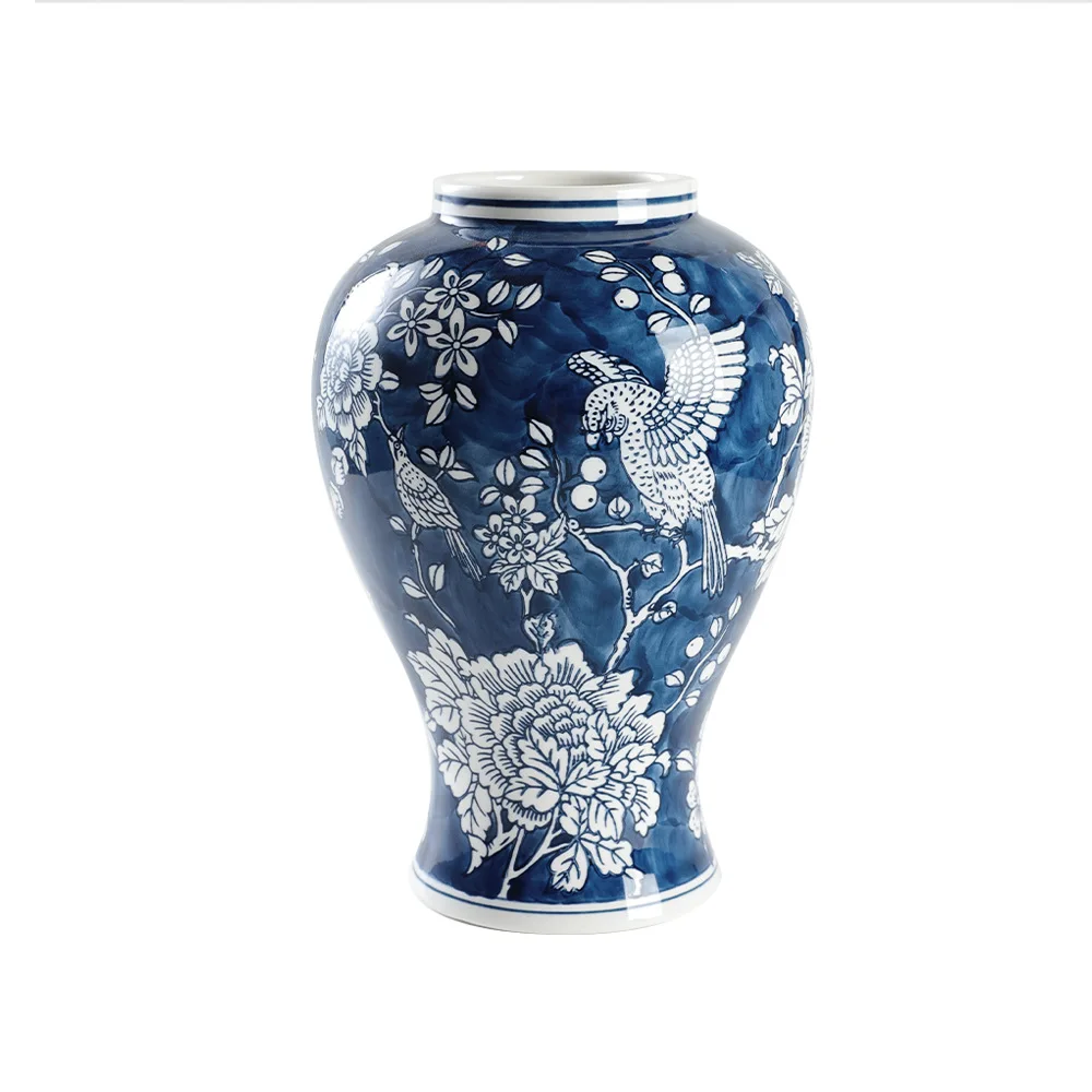 AA Blue and white porcelain ceramic vase high sense new Chinese retro decoration aesthetic flower arrangement