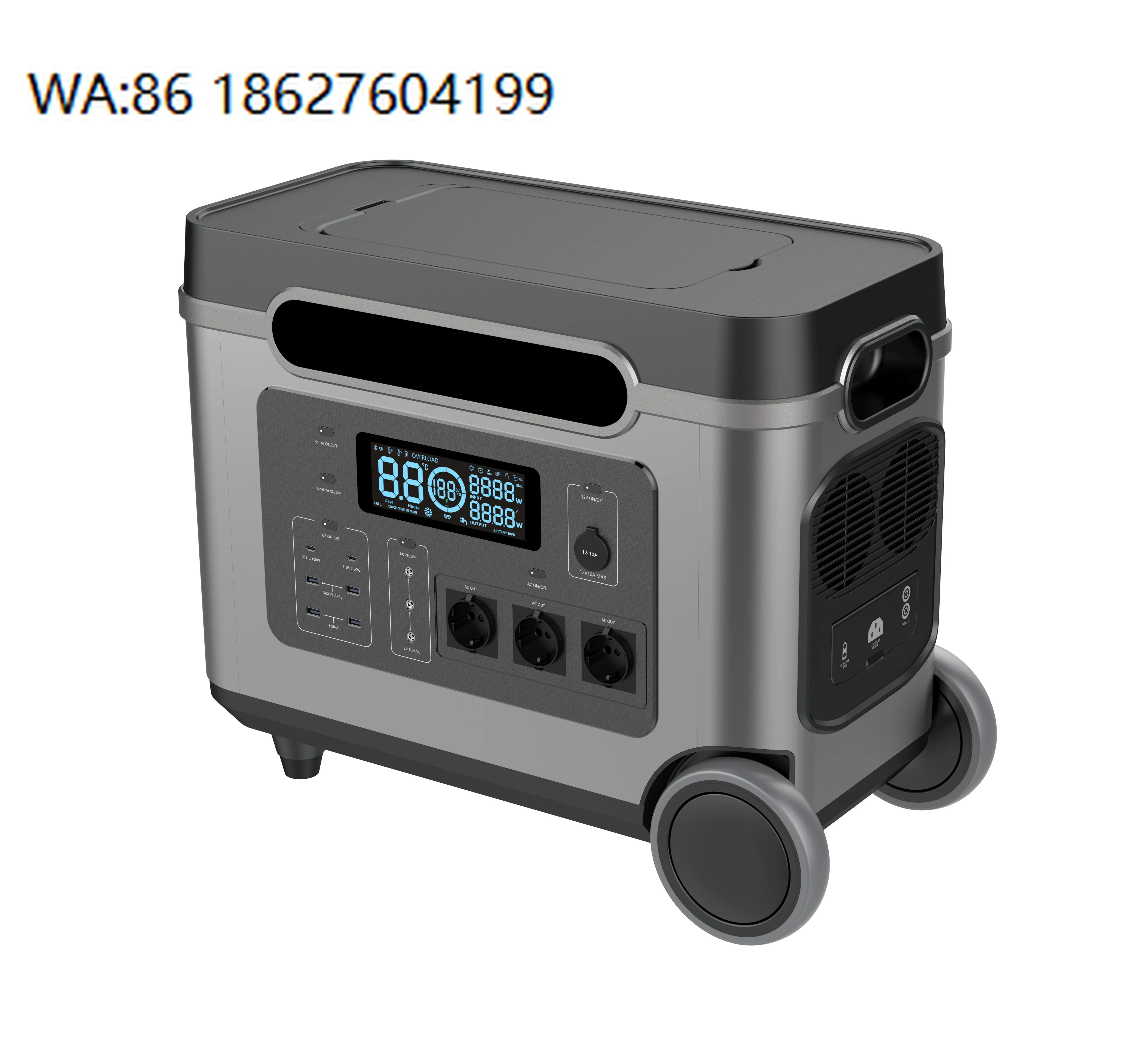 2500W EU Plug Portable LiFePO4 Power Station Solar Charging Multifunctional Home Outdoor Emergency Generator