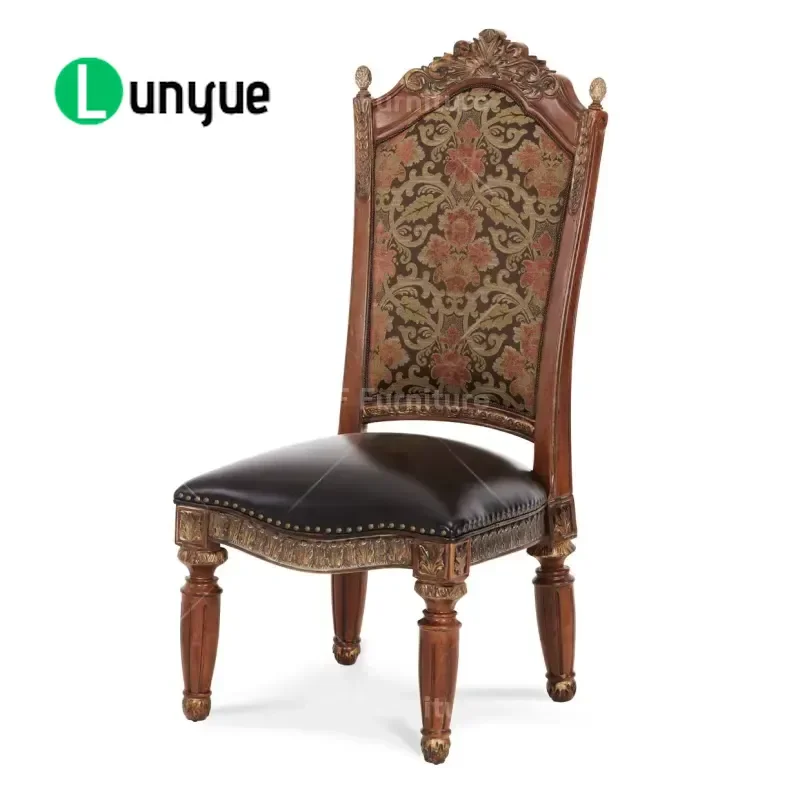 Luxury American Handmade Round Dining Table Set Hand Carved Solid Wood Furniture for Dining Room