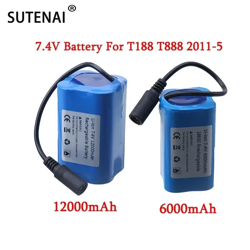 7.4V 12000Mah 6000Mah bateria do T188 T888 2011 V007 C18 H18 tak na pilocie części łodzi przynęta na ryby RC 1/3pcs