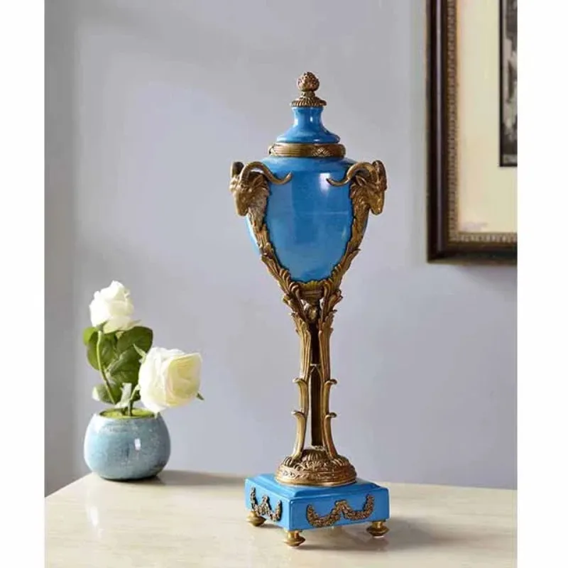 antique copper art luxury decor with brass white color tall size porcelain flower vases for home decor