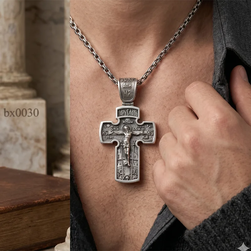 Buy 4 Get 1 Free 52x26mm 11g Long Big Sided cross Jesus Christ and Archangel Michael Mens stainless steel Pendant