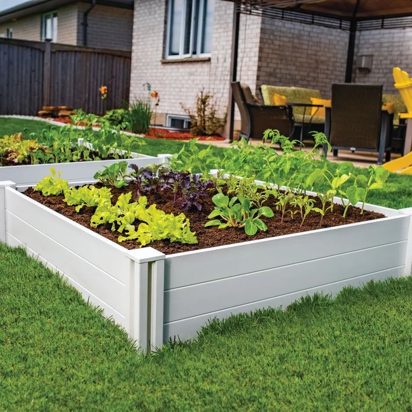 Rust-proof and UV-proof custom size White PVC garden flower pot Large plastic elevated flower pot Steel elevated garden bed