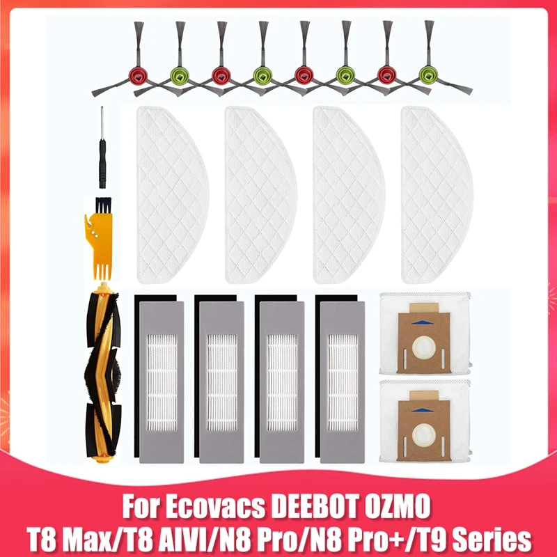 Ecovacs Deebot Robot Aspirador de pó Acessório Kit Substituição, Ozmo T8 AIVI T8 Max N8 Pro N8 Pro Plus