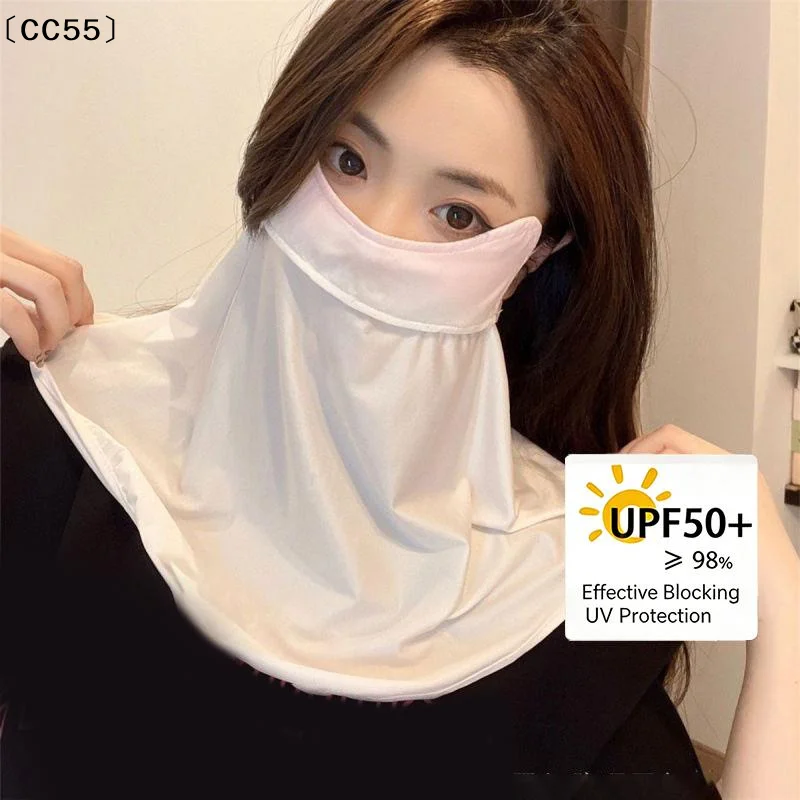 Summer Sunscreen Ice Silk Mask Neck UV Protection Face Cover Sunscreen Face With Brim Cycling Sun Protection Hats Caps〔CC55〕