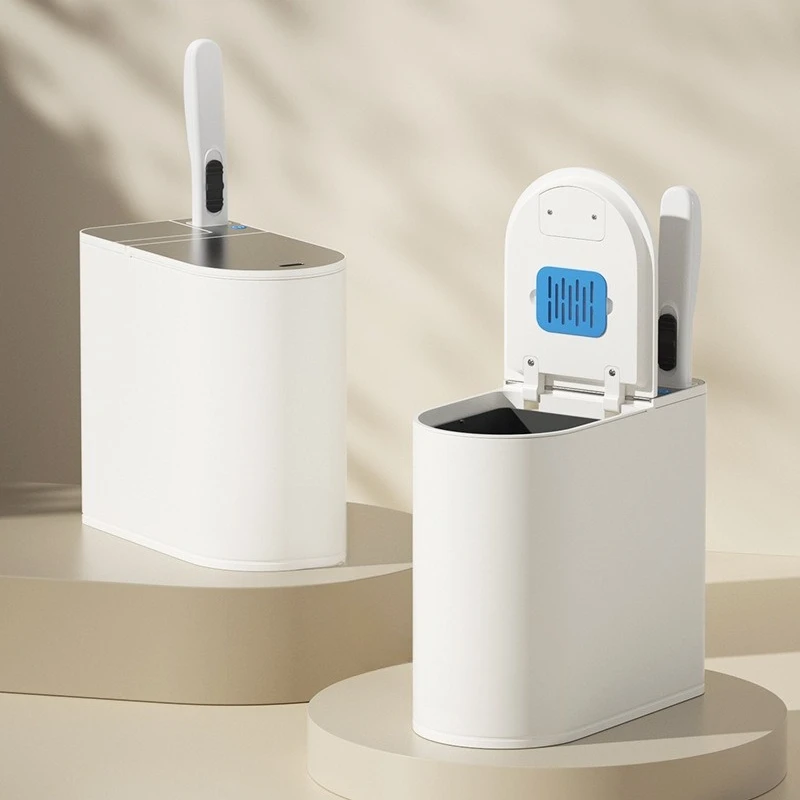 Intelligent induction trash can, bathroom toilet household clip narrow slot with toilet brush integrated special bucket
