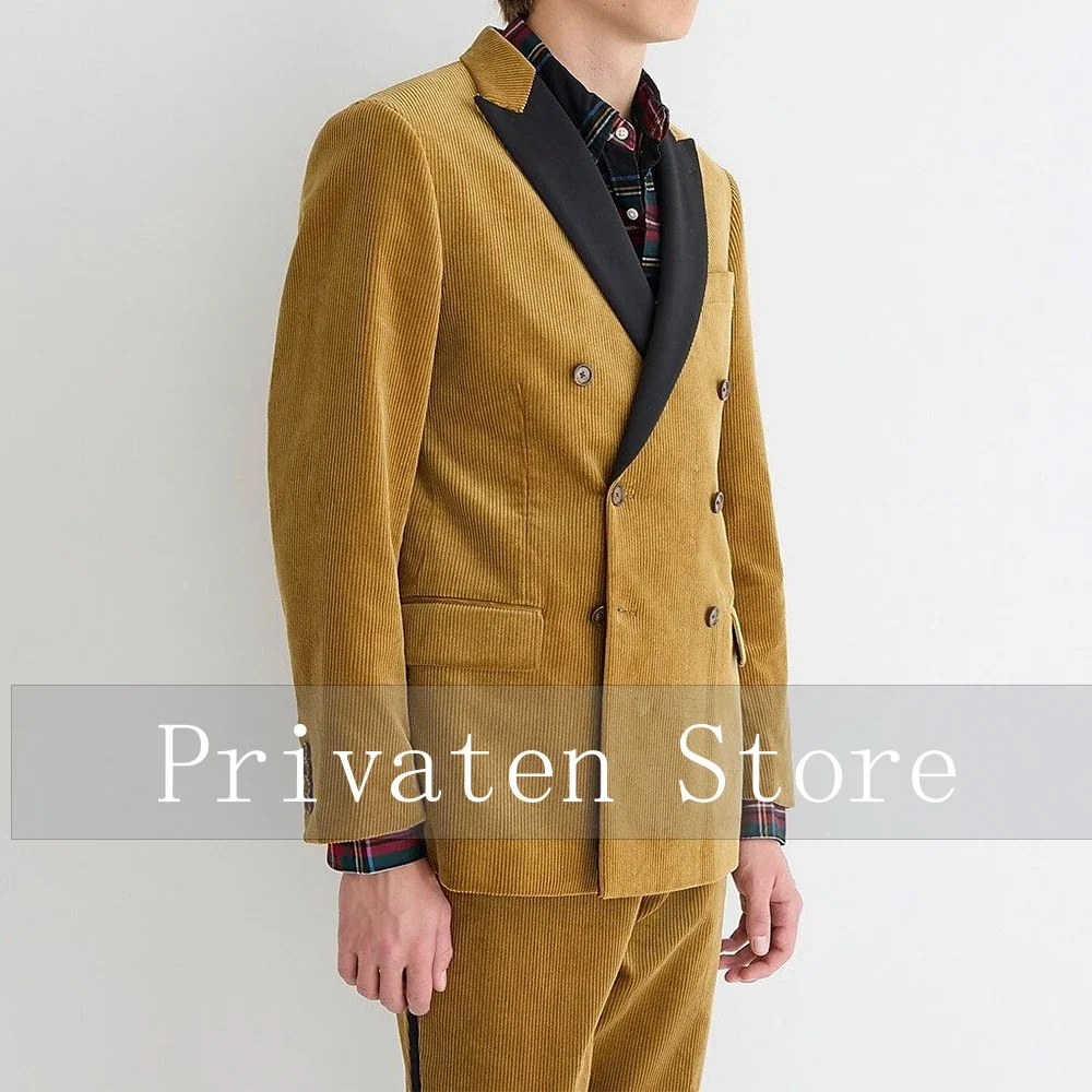 

Мужской вельветовый костюм из двух предметов с воротником, мужские костюмы, комплект для мужчин, двубортные костюмы, костюм для взрослых, элегантный мужской костюм