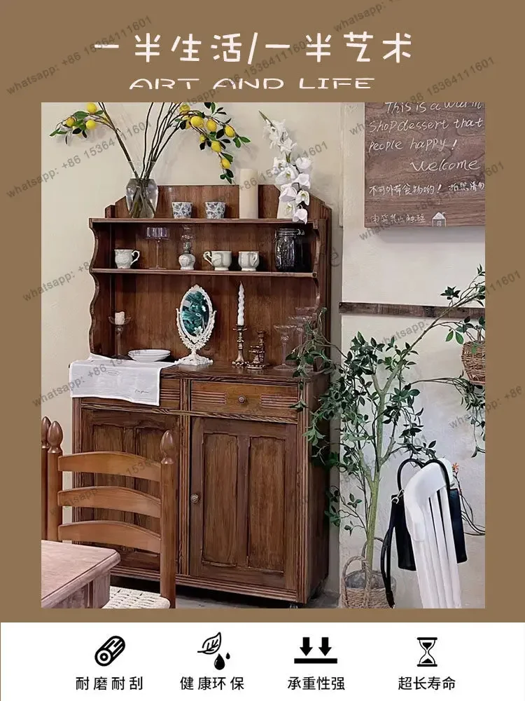 

FG11French retro storage wine cabinet high-end cafe solid wood side cabinet