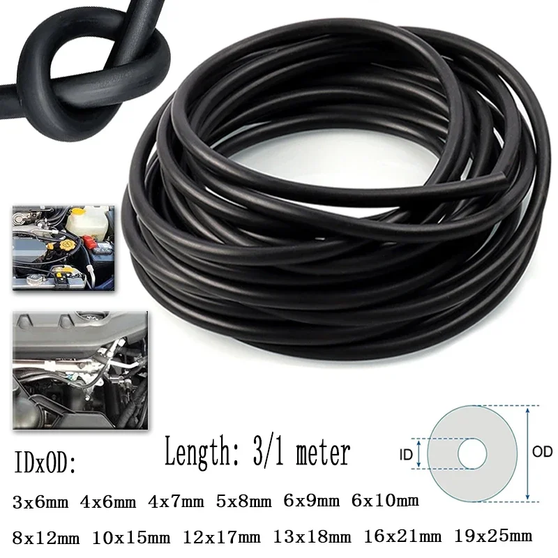 3mm-19mm ID Black Nitrile Rubber Hose Fuel Oil Pipe 1/3 Meter Length Carburetor Airs Line Smooth Bore
