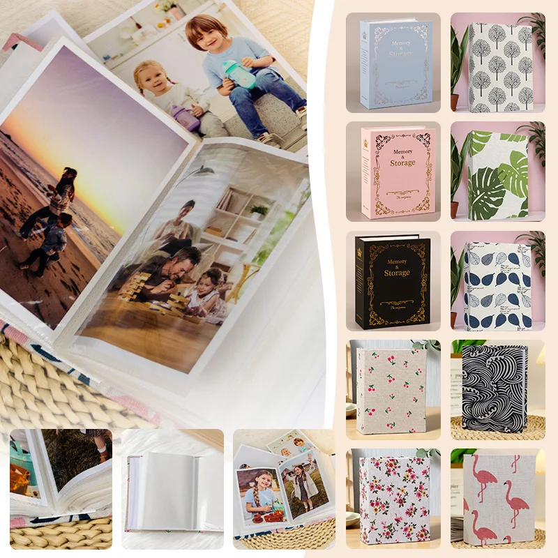 1Pcs 6 Inch 100 Pockets Linen Photo Album Boho Hardcover Photo Book Holds Wedding Family Perfect Keepsake for Cherished Moments