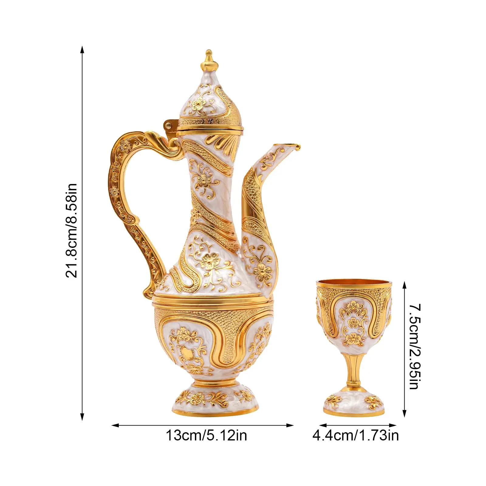 Conjunto de chá turco, conjunto de xícaras de café turco vintage com pote e 6 xícaras, copos de chá turco para decoração de casa, aniversário, casa de natal