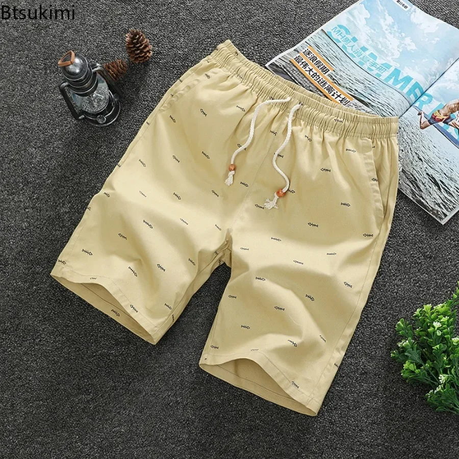 

2025 New Men's Summer Fashion 100% Cotton Casual Sport Short Pants Solid Print Loose Breathable Beach Shorts Male Oversized 5XL