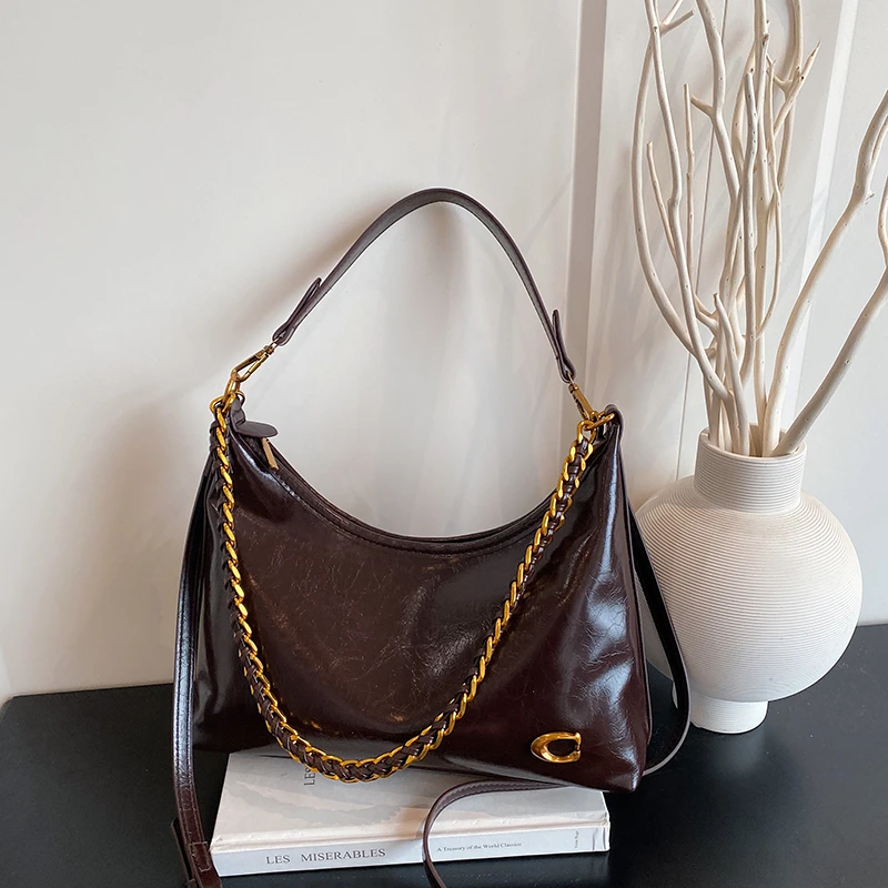 

Элитная минималистичная уникальная винтажная кожаная сумка-кроссбоди для женщин, повседневная, для отдыха, однотонная, модный дизайн